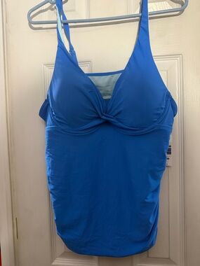 Blue Women's Twist-Front Tankini